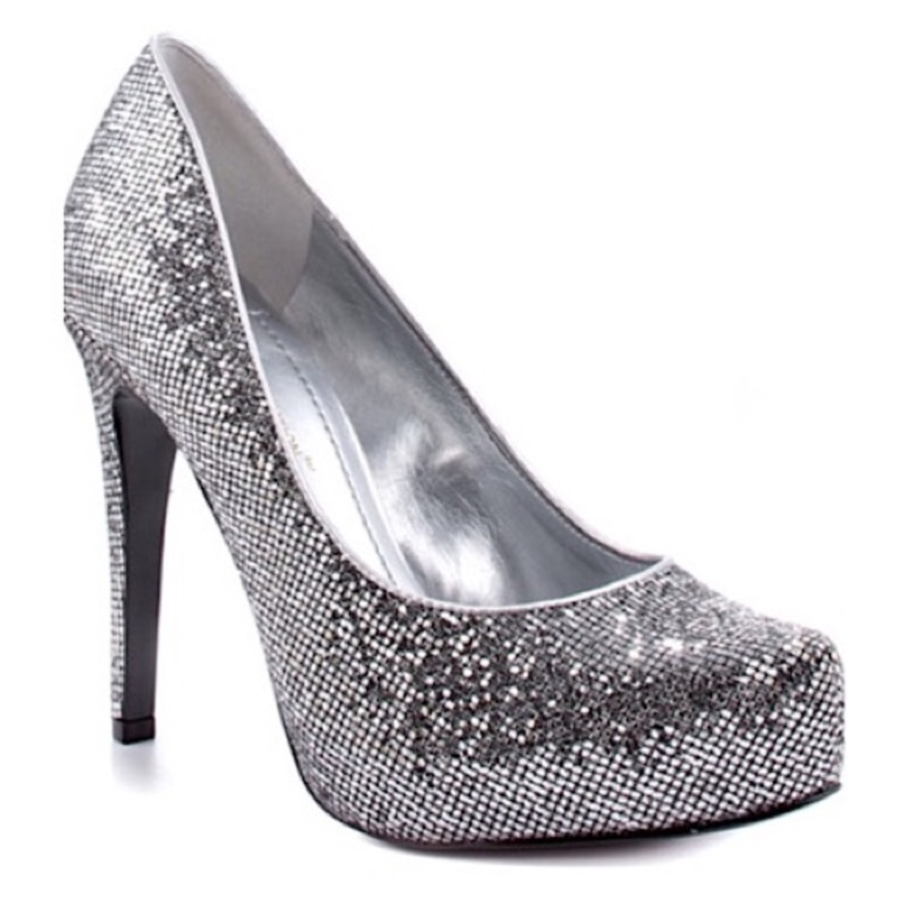 BCBG Silver heels