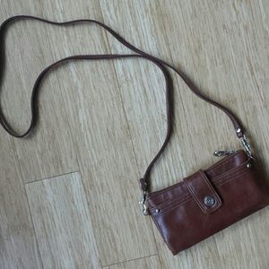 Faux leather wallet with crossbody strap
