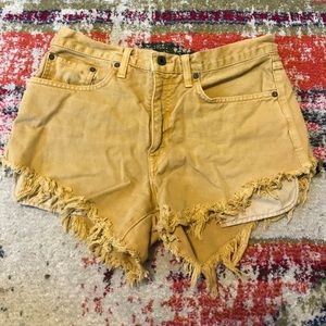 Yellow Cut Off Jean Shorts