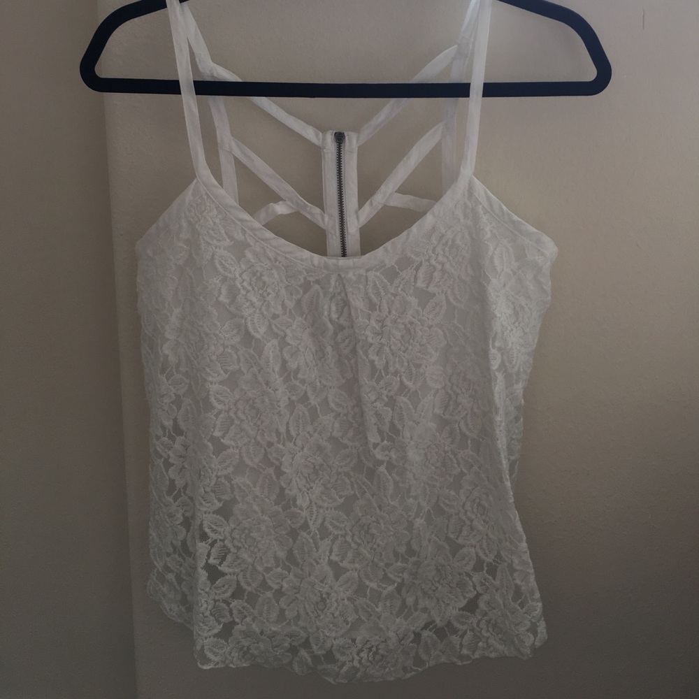 White Guess tanktop with zipper back detail