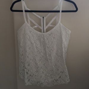 White Guess tanktop with zipper back detail