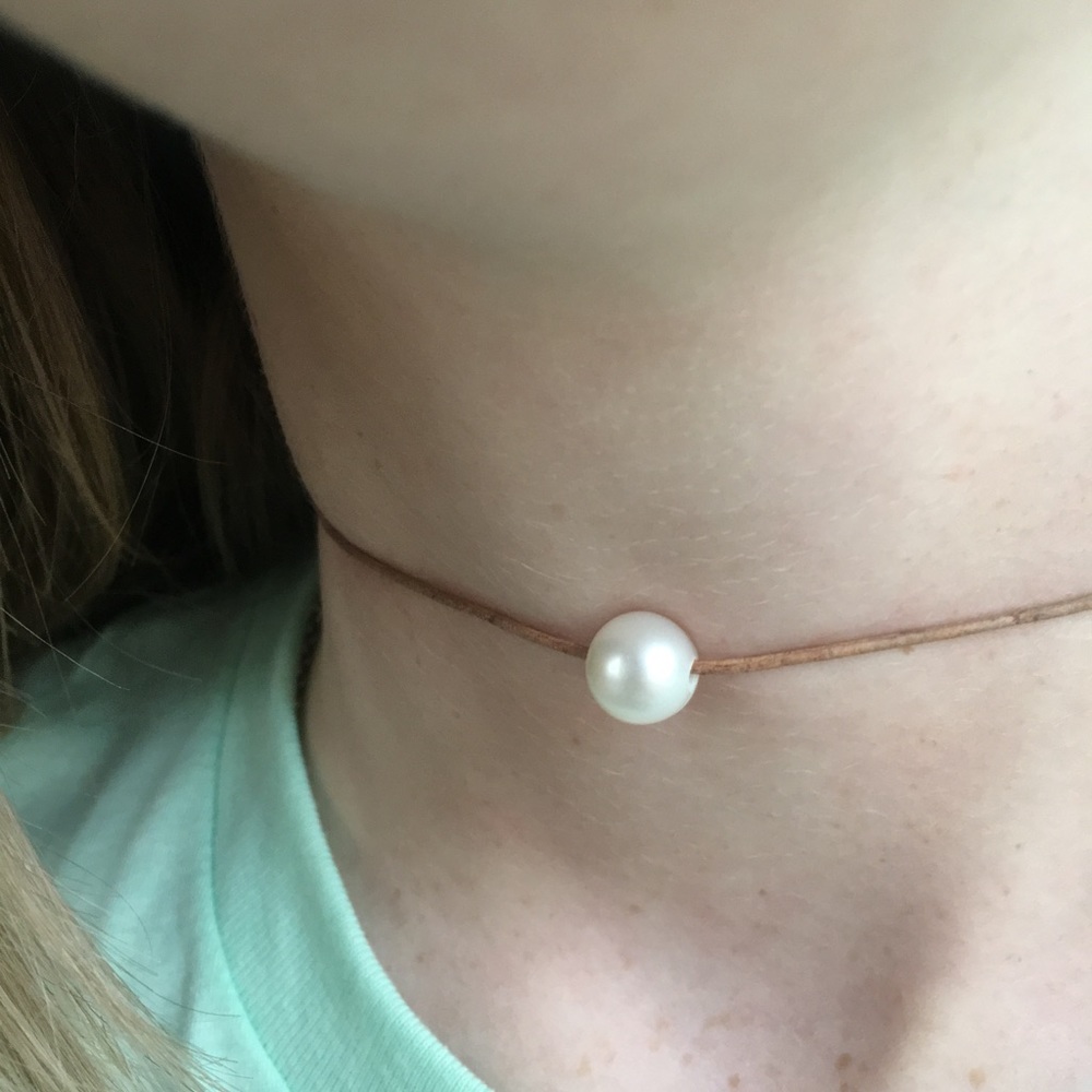 Tan colored leather and pearl! FREE STICKER!!