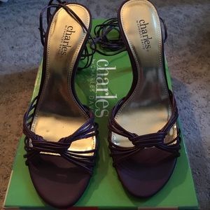 Charles David Luster Ankle Wrap Leather Dress Heel