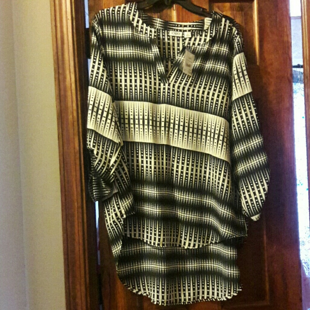 Cato Popover Top XL Black & White