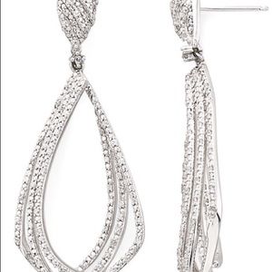 New, Diamond drop silver/bass earrings.