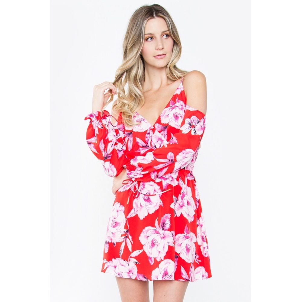 Sugarlips Cold Shoulder Floral Dress