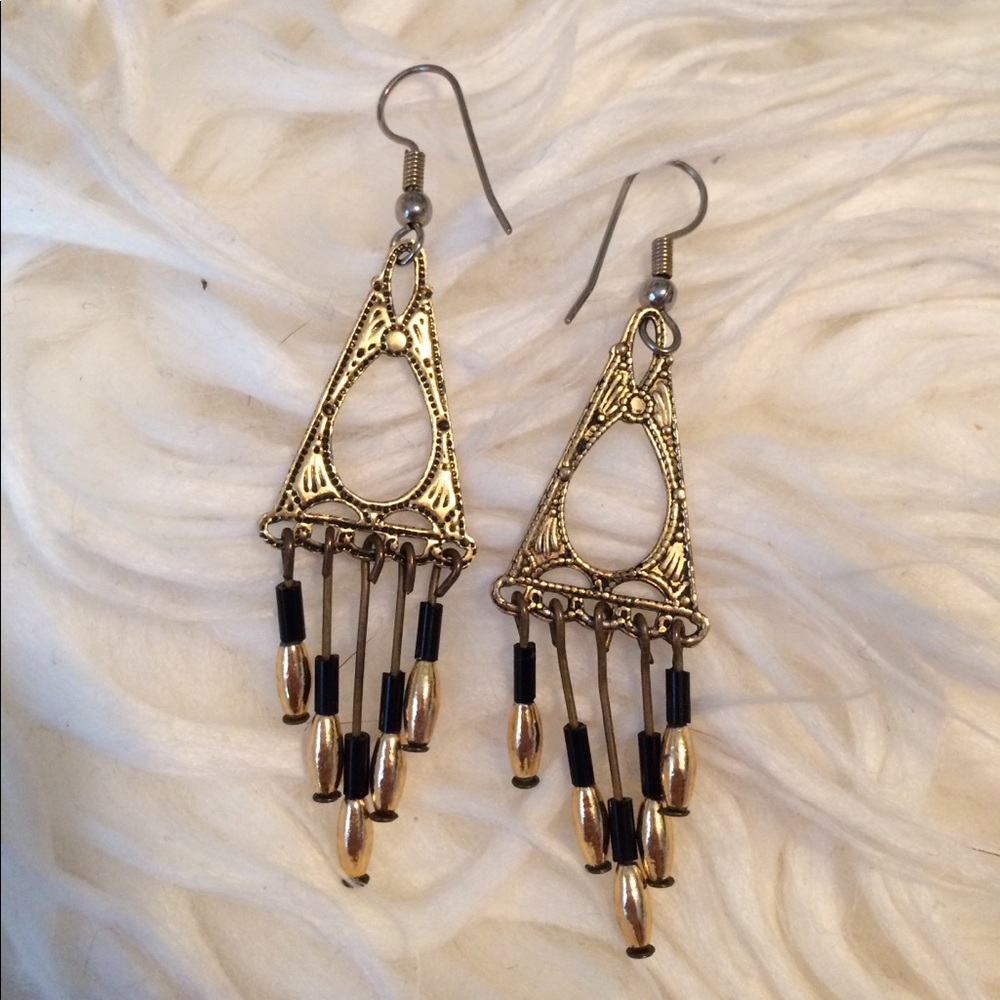 Gold Earrings with beads