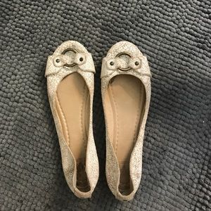 Frye white crackle Carson ballet flats