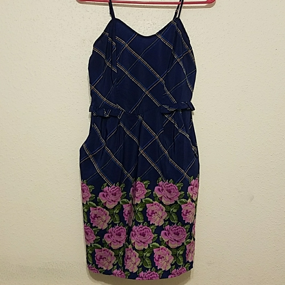 Floral bottom blue dress