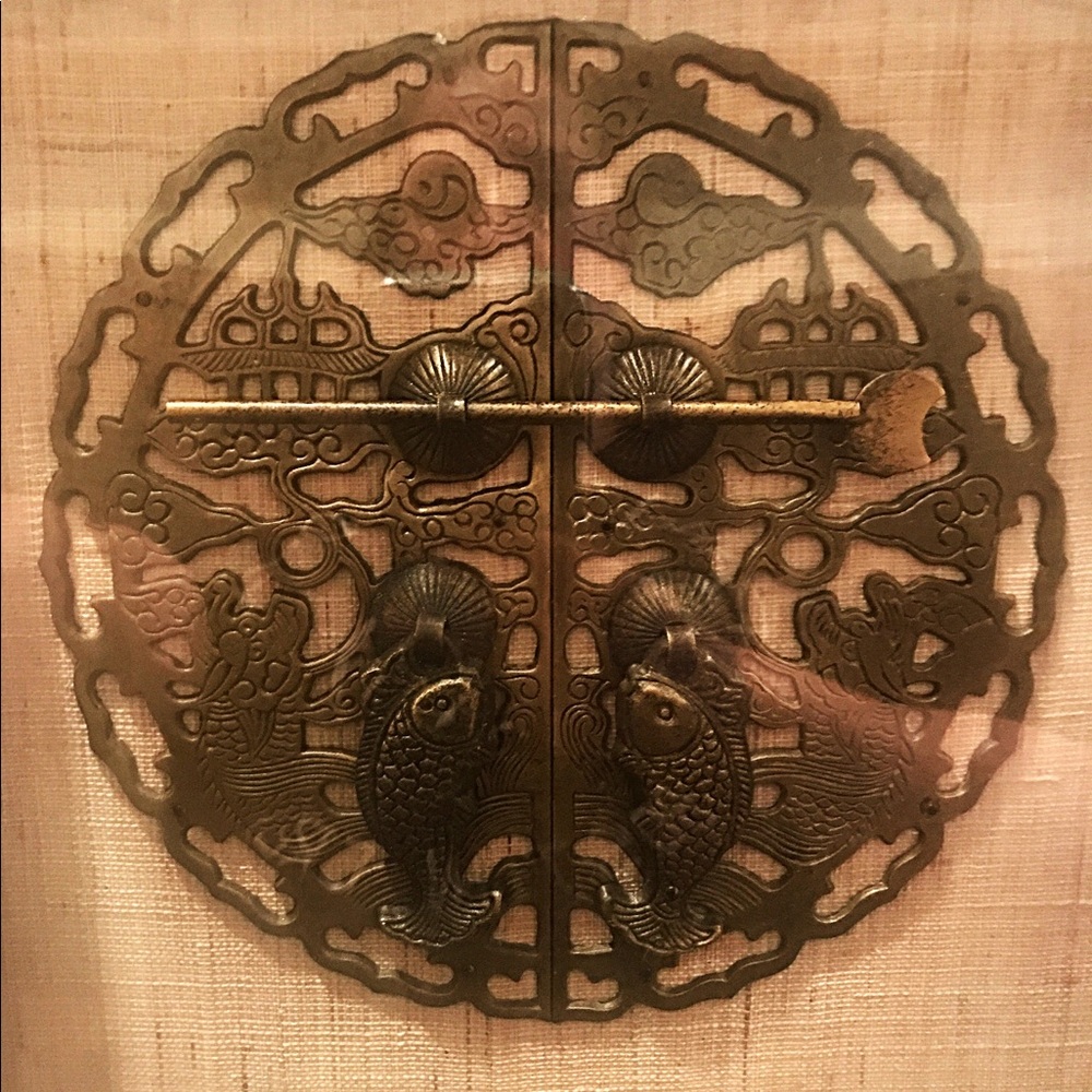 Copper door handle set