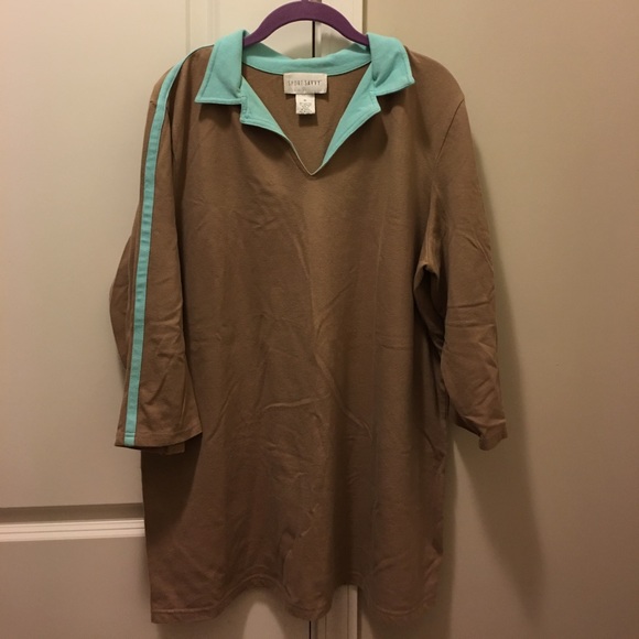 Two tops turquoise and taupe one is tunic length - Picture 2 of 4
