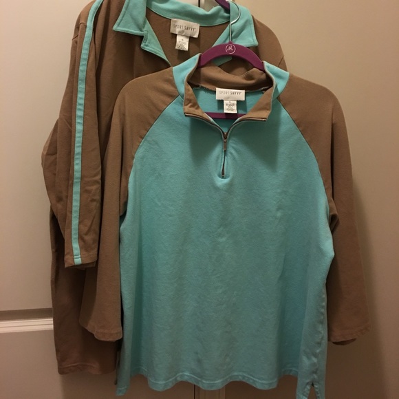 Two tops turquoise and taupe one is tunic length - Picture 3 of 4
