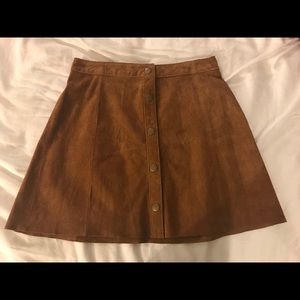 Suede Button-Down Skirt