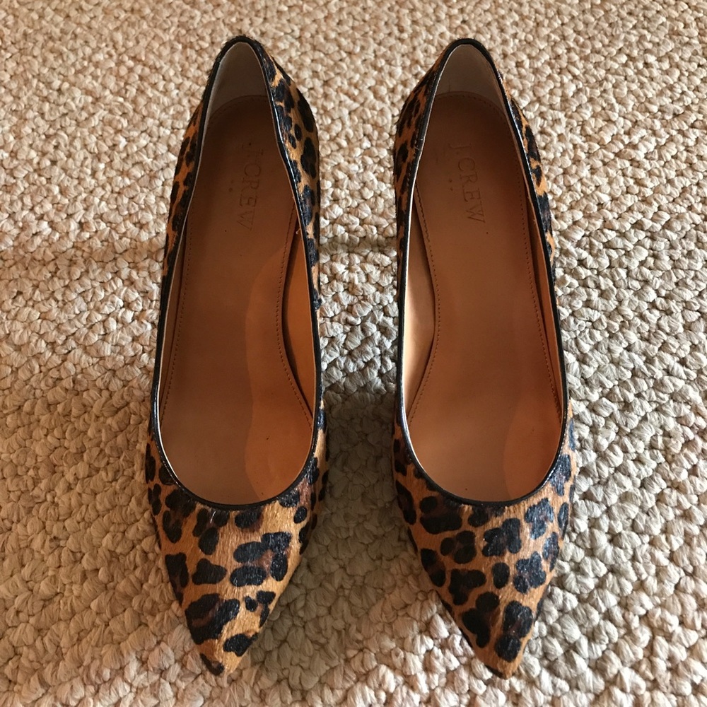 J.Crew Factory Esme Leopard Calf Hair Kitten Heels