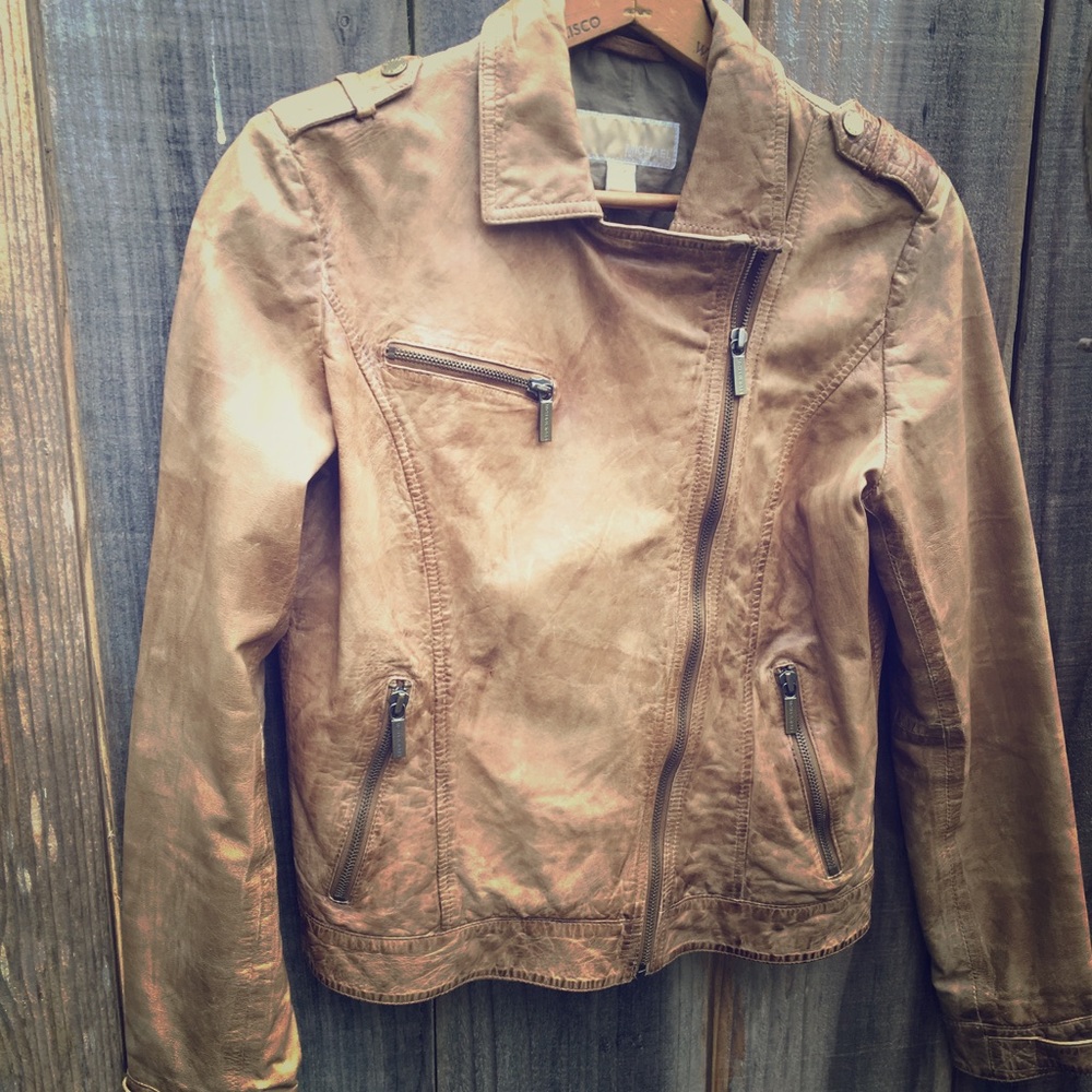 Michael Kors Leather Moto Jacket
