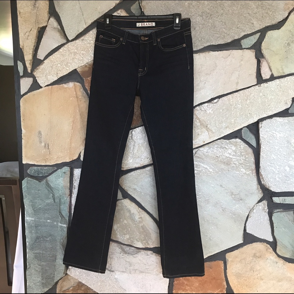J brand straight leg dark wash jeans.