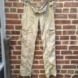 A&F Soft Light Khaki Corduroy Cargo Pants
