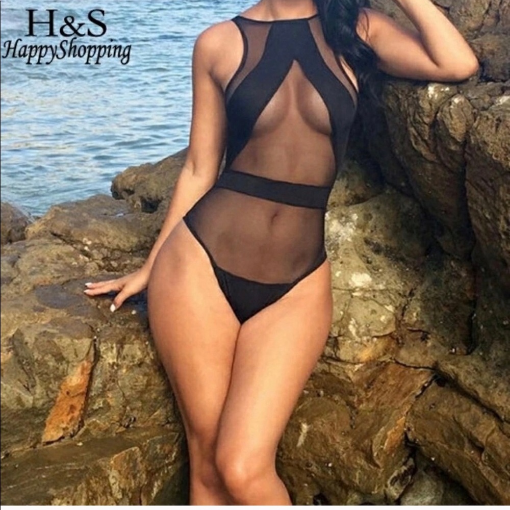 Sexy sheer one piece bathing suit