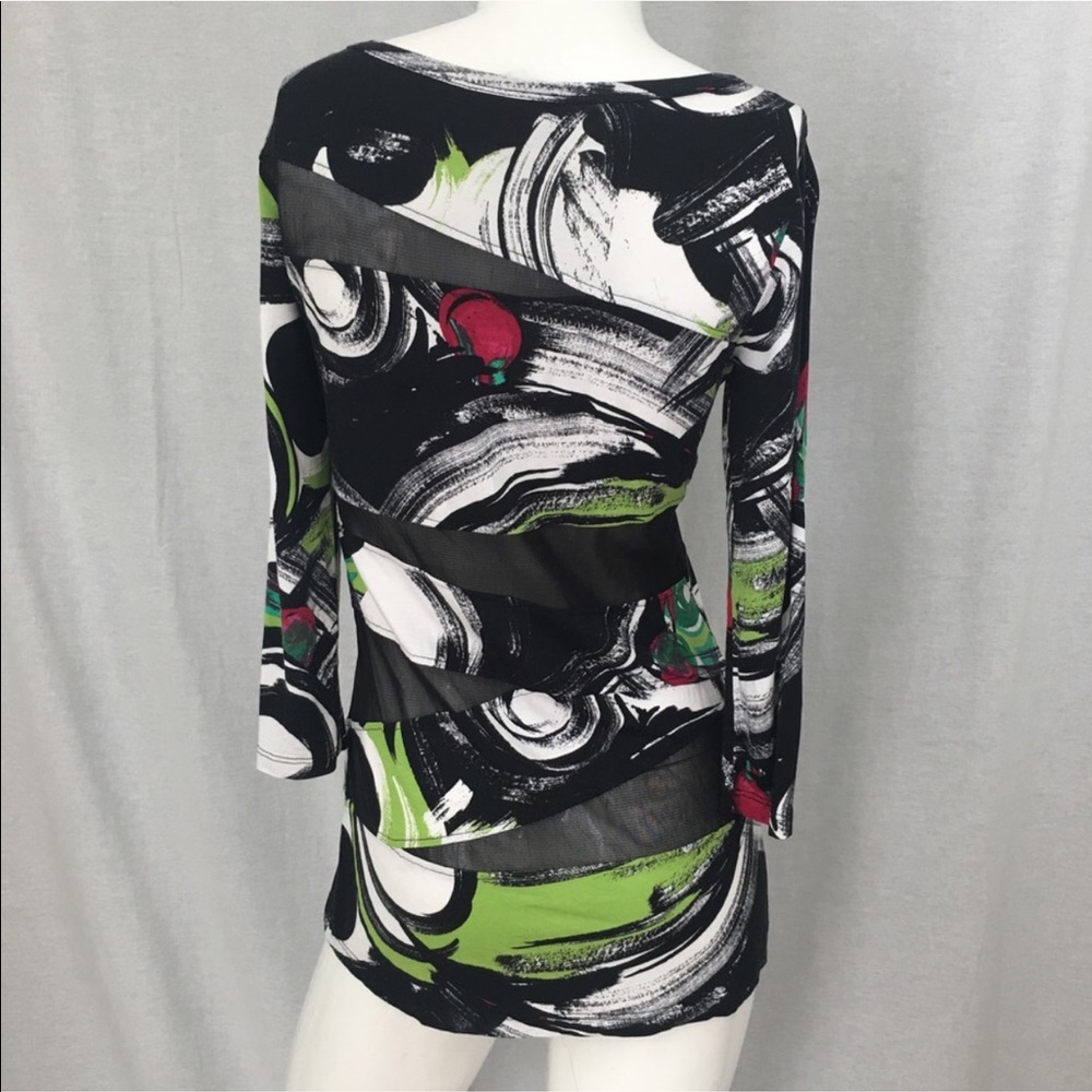 SOLD 🍂Medium Lynn Ritchie Silver Mesh Striped Top - Picture 7 of 8