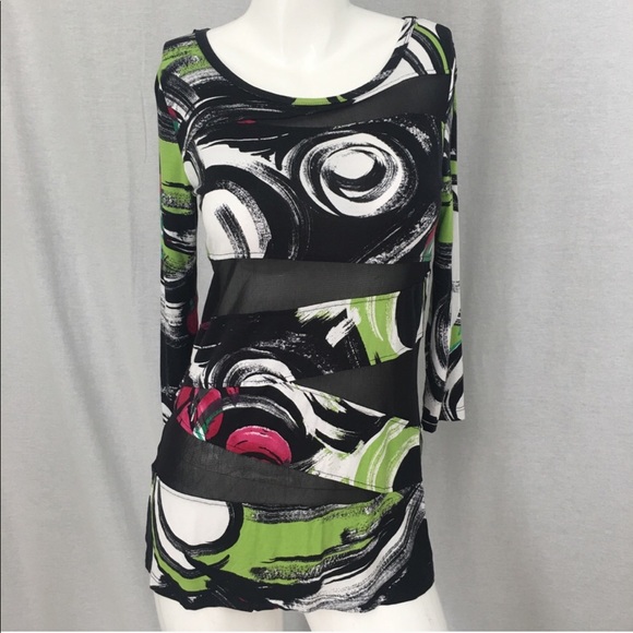 SOLD 🍂Medium Lynn Ritchie Silver Mesh Striped Top - Picture 8 of 8