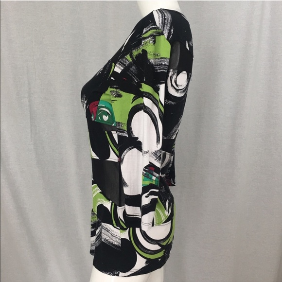 SOLD 🍂Medium Lynn Ritchie Silver Mesh Striped Top - Picture 6 of 8