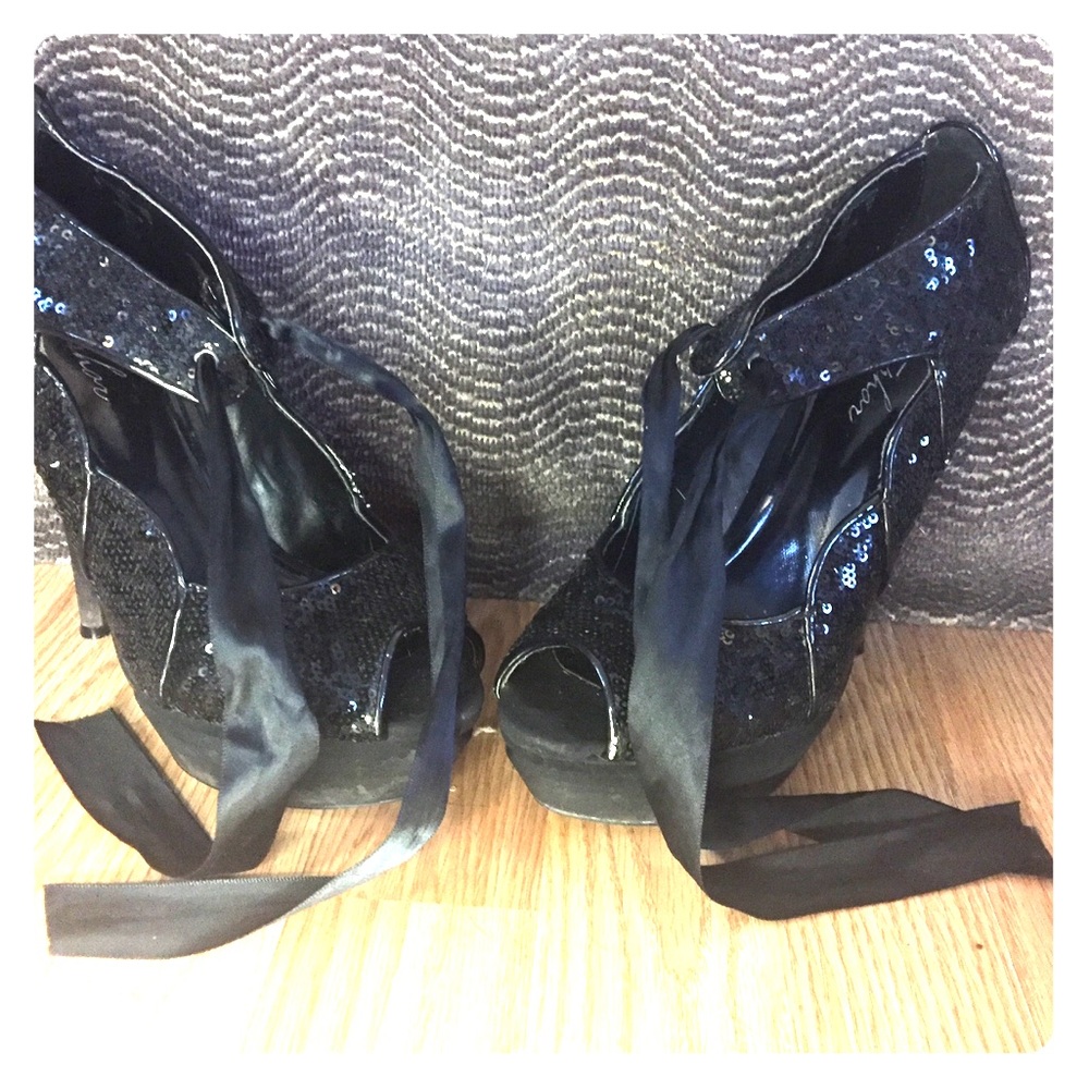 Black Metaphor sequin heels