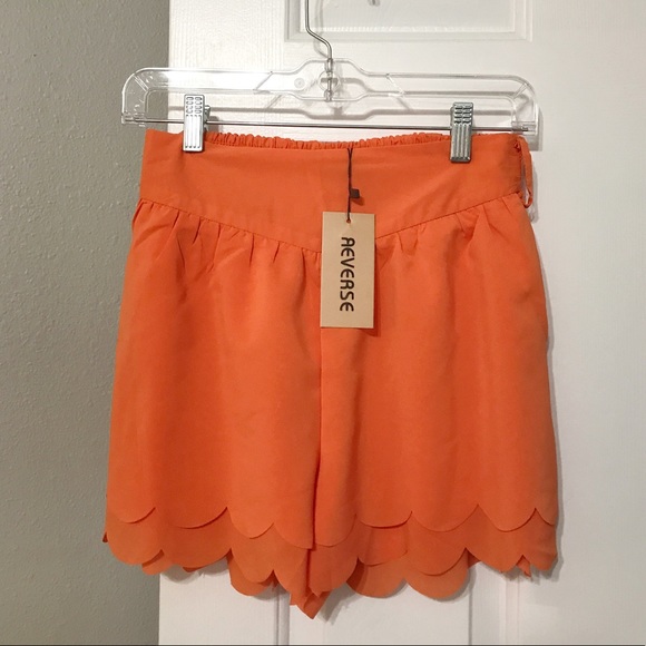 Nasty Gal Pants - Nasty Gal small orange scalloped shorts high waist