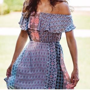 Off the shoulder patterned dress
