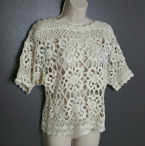 Vintage Effeci White Lace Crochet Bohemiam Blouse - Picture 1 of 5