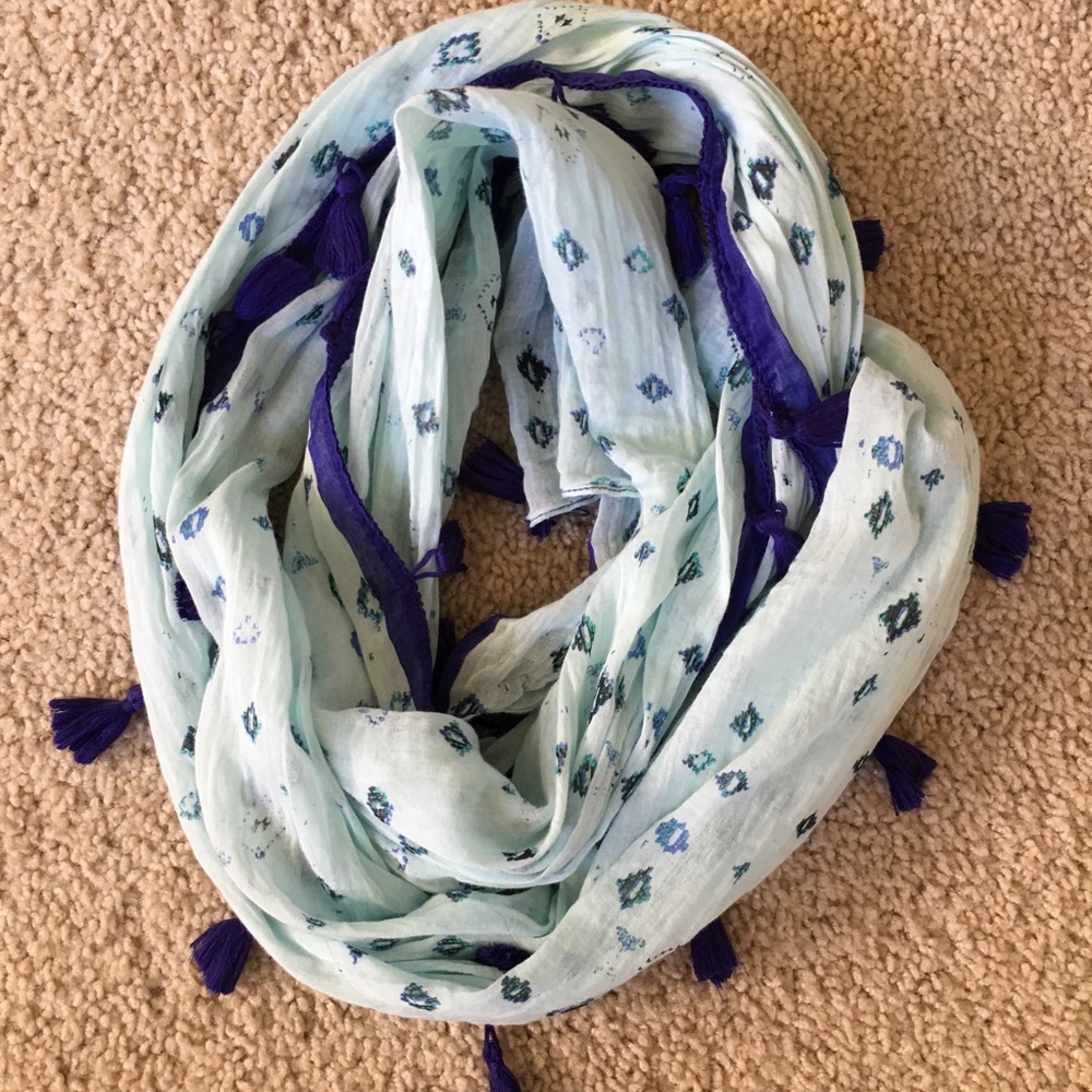 Blue Tassel Scarf