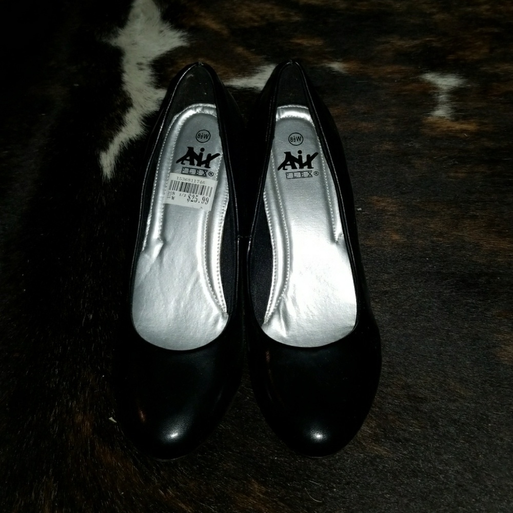 Black leather heels