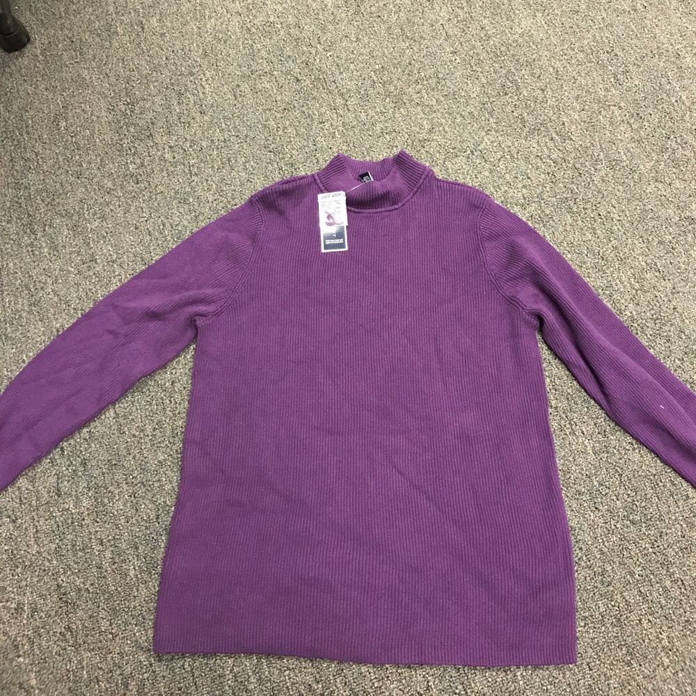 long sleeve purple sweater turtle neck