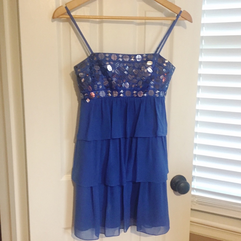 Silk Royal Blue Embellished Cocktail Dress