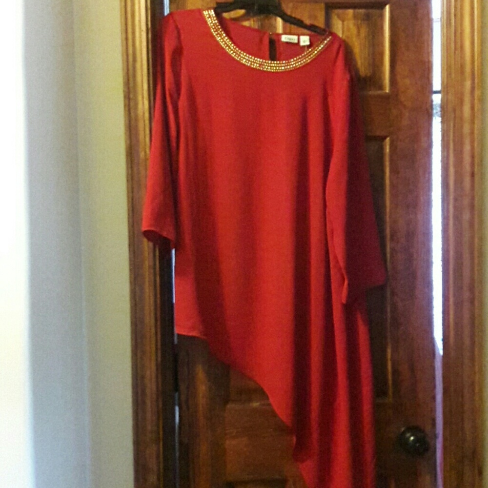 Cato Red Asymmetrical Occasional Top