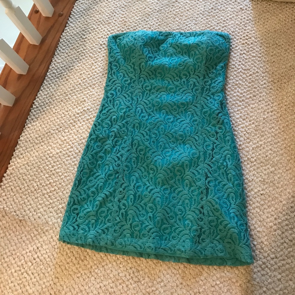Strapless lace dress