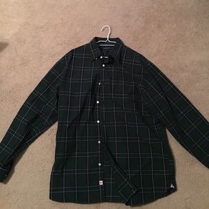 Dark Green Lands' End Men's Button Up Shirt (L)