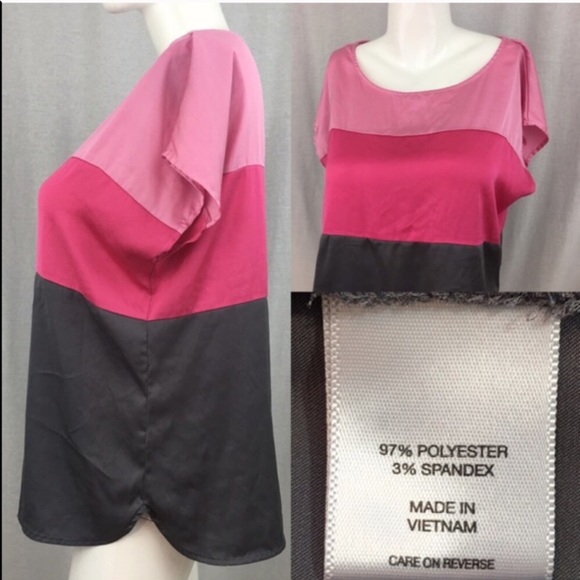 SOLD 💌Large NY & Co. Color Block Pink Blouse Top - Picture 3 of 4