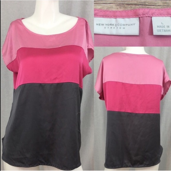 New York & Company Tops - SOLD 💌Large NY & Co. Color Block Pink Blouse Top