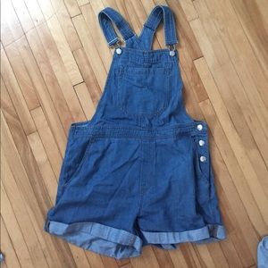 Lightweight Chambray Overall Shorts
