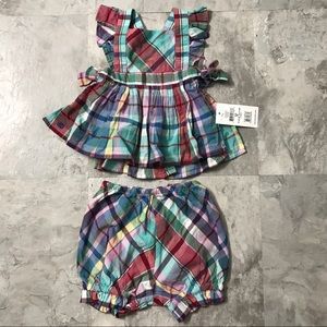 Ralph Lauren Baby Girl 2 Piece Plaid Outfit