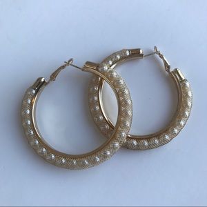 Brighton Hoop Earrings. Gold plated with pearls.