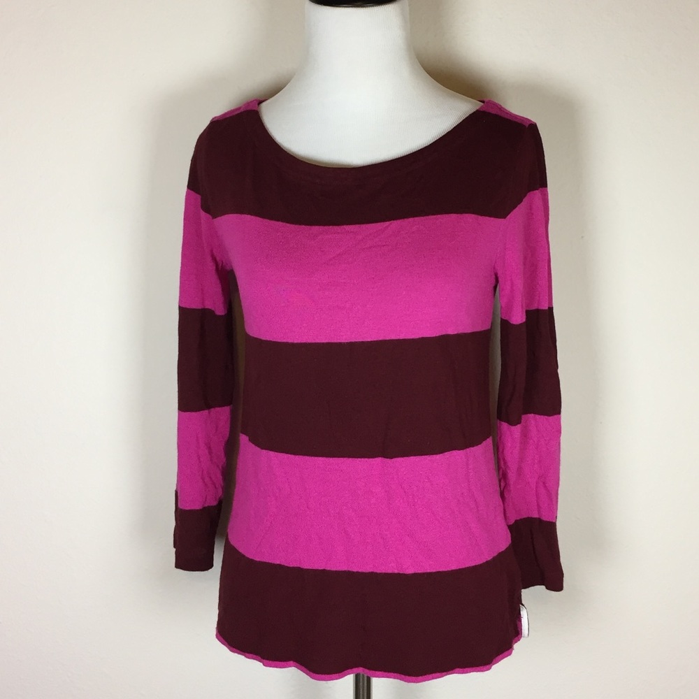 J. Crew pink striped rugby sweater