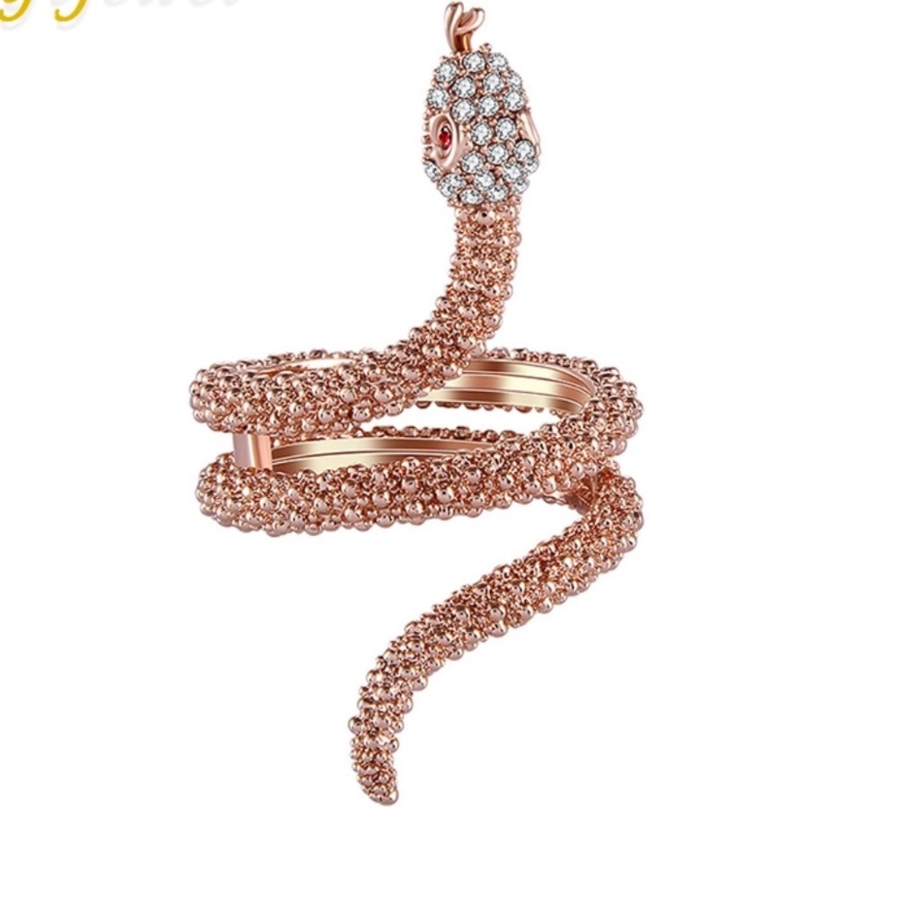 Gold or Silver Rhinestone Serpent Snake Ring NWT