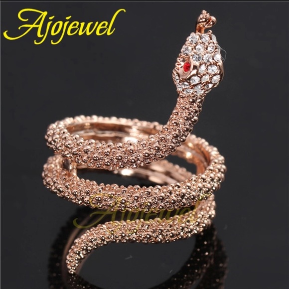 Gold or Silver Rhinestone Serpent Snake Ring NWT - Picture 2 of 8