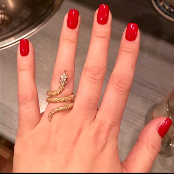 Gold or Silver Rhinestone Serpent Snake Ring NWT - Picture 3 of 8