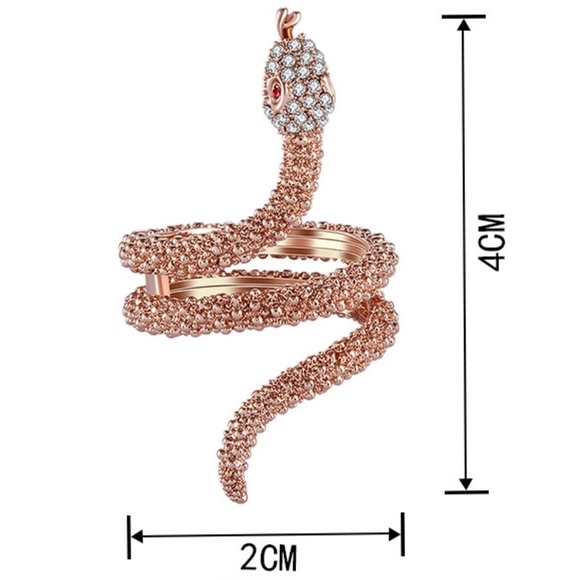 Gold or Silver Rhinestone Serpent Snake Ring NWT - Picture 4 of 8