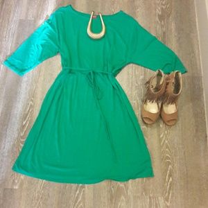 Belted teal dress