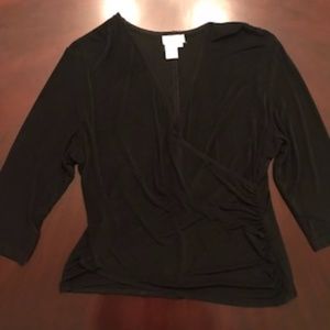 Coldwater Creek Black Wrap Front Shirt