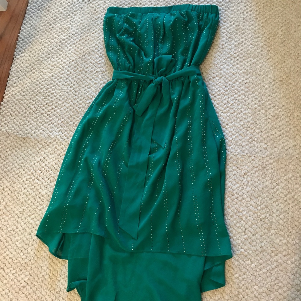 Short long green studded dress
