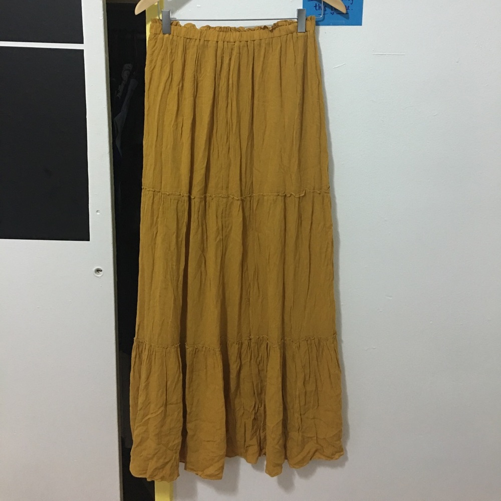 Mustard Yellow Forever 21 Long Skirt